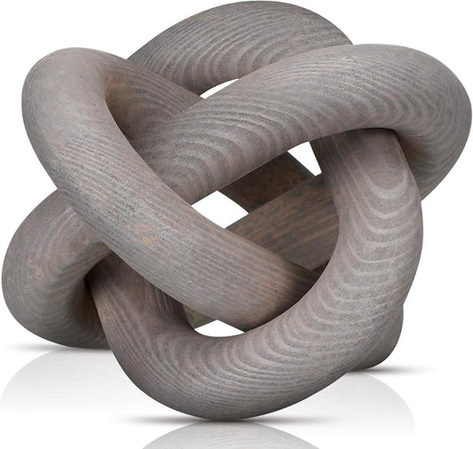 Yalikop 3 Link Wood Knot Decor Rustic Home Décor Accents Hand Carved Coffee Table Decoration, Boho Chain Link Decoration, Modern Shelf, Rustic Objects for Home Living Room Bedroom(Gray)
