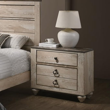Peanu King Bed Set, White Wash Finish, Contemporary Bedroom Collection | King Bedroom Set, Solid Hardwood Build, White Wash Finish, Coordinated Storage For Refined Spaces