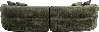114-Inch Curved Boneless Modular Sofa Compressed 4-Seat Cloud Couch with 4 Pillows, Modern Curved Boneless Foam Sofa Floor Deep Seat Cloud Couch for Living Room Bedroom