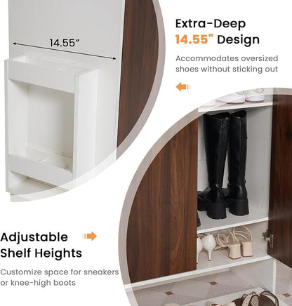 Verano Garden No Bend Shoe Cabinet with Slide Out Shelf, Top Storage Shelf & Umbrella Stand, 6-Tier Modern Shoe Organizer for Hallway, Apartment Entry