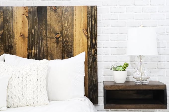 Barn Walls Solid Wood California King Size Headboard, Dark Brown Stain with Smooth Natural Wood Grain Variation, Handcrafted Head Board Wall-Mounted Panels, Rustic Modern Bedroom, Built to Last