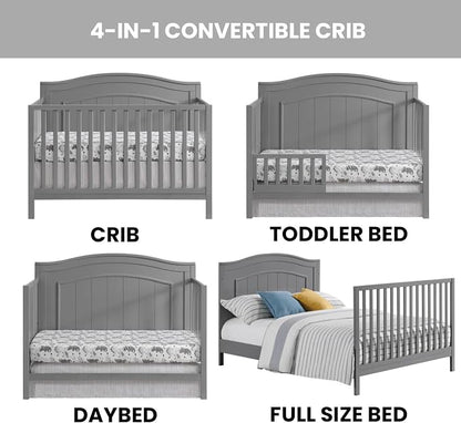Oxford Baby Nolan 4-in-1 Convertible Crib, Dove Gray, GreenGuard Gold Certified