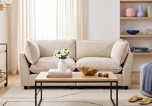 Iroomy Modular Sectional Sofa, Oversized Chenille Cloud Couch, Deep Comfy Seat, 2-Seater Sofas Couches for Living Room, Beige, High Feet