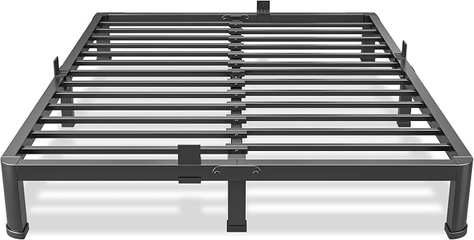 7 Inch Queen Bed Frame, Metal Platform Bed Frame with Round Corner Legs, 3500 lbs Heavy Duty Steel Slats Support, No Box Spring Needed, Noise Free, Easy Assembly, Black