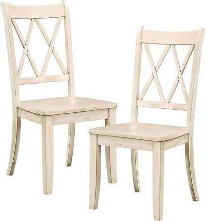 Lexicon Janina Dining Room Chairs Set of 2, Modern Farmhouse Dining Chairs Set of 2, Solid Wood, X Cross Back, for Traditional Modern Ranch Style Kitchen, Armless, Easy Assembly, White