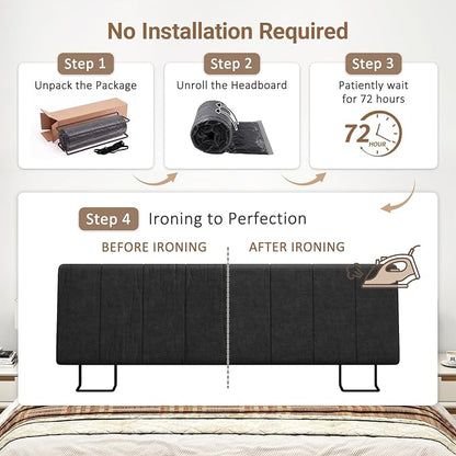 King Size Headboard Only-No Assembly, Upholstered Headboard King Size Linen Fabric Modern Style Headboards Extra-Thick, Black