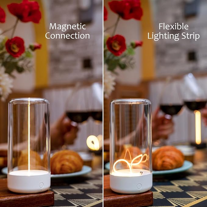 AUGE LIGHT Mini Minimalist Table Lamp Cordless Lamp Rechargeable Table Lamp Portable Nightstand Lamps Desk Lamps for Home Office Unique Ambient Light Mood Lighting for Desk Decor Beside (White)