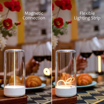 AUGE LIGHT Mini Minimalist Table Lamp Cordless Lamp Rechargeable Table Lamp Portable Nightstand Lamps Desk Lamps for Home Office Unique Ambient Light Mood Lighting for Desk Decor Beside (White)
