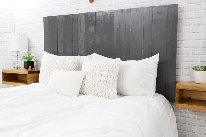 Barn Walls Gray Headboard, Rustic Design Weathered, Solid Wood Headboard, Floating Panels, Wall Mount, Adjustable Height, Easy Assembly, Twin Size