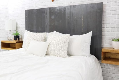 Barn Walls Gray Headboard, Rustic Design Weathered, Solid Wood Headboard, Floating Panels, Wall Mount, Adjustable Height, Easy Assembly, Twin Size
