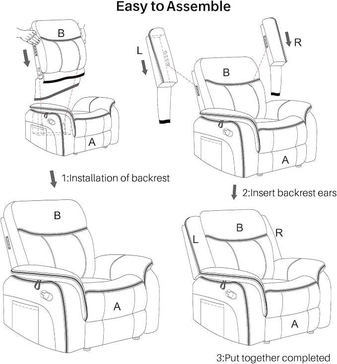 Massage Recliner Chair with Heat, Faux Leather Recliner Chairs for Adults, 39" Wide Manual Reclining Ergonomic Lounge Chair, Overstuffed Wall Hugger Recliners for Living Room, Nut Brown