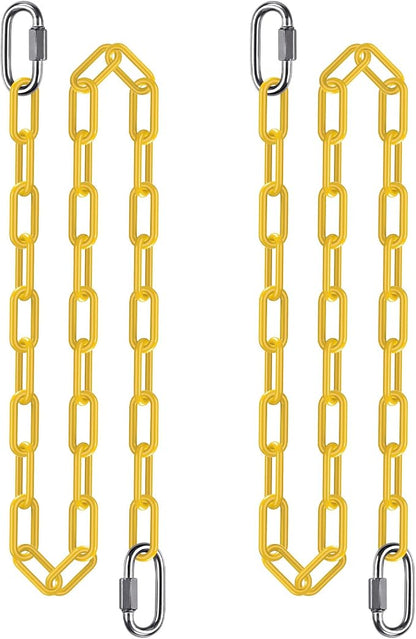 2Pcs 80" Swing Chain with Carabiners 1000 LBs Capacity Heavy Duty Coated Hanging Chains Porch Swing Chains with Hooks Yellow Chain for Hammock, Tree Swing, Hanging Chair, Heavy Bags, Swing Chair