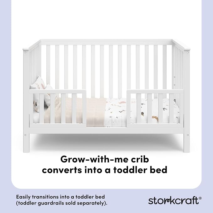 STORKCRAFT Hillcrest 4-in-1 Convertible Crib (White) - Converts to Daybed, Toddler Bed, and Full-Size Bed, Fits Standard Full-Size Crib Mattress, Adjustable Mattress Support Base