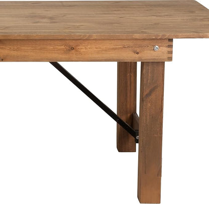 Flash Furniture Hercules Series 9' x 40" Rustic Solid Pine Folding Dining Table, Rectangular Antique Farmhouse Dining and Event Extension Table