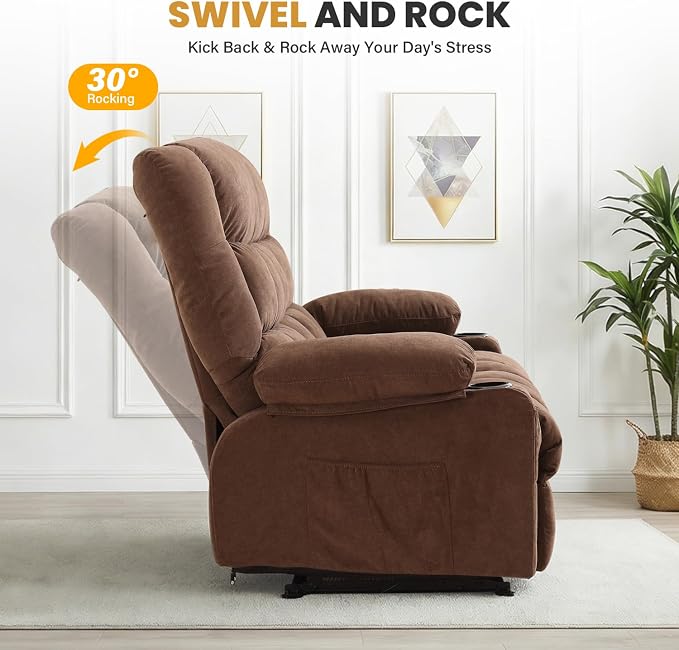 BOSMILLER Reclining Sofa with Cup Holders for Living Room 3 Seat Manual Sofa Recliner with Side Pocket