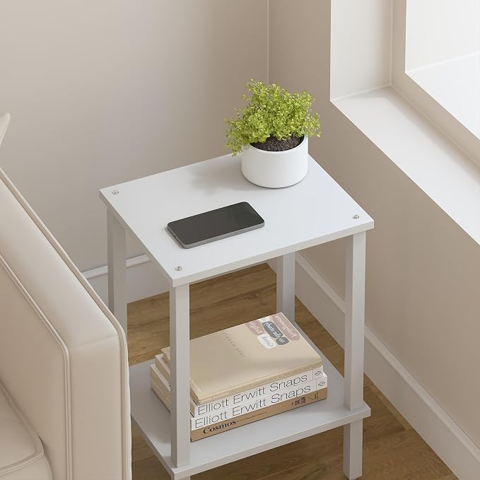 TUTOTAK End Table, Side Table, Nightstand, 2-Tier Storage Shelf, Sofa Side Table for Small Space, Living Room, Bed Room V1TB01BW034