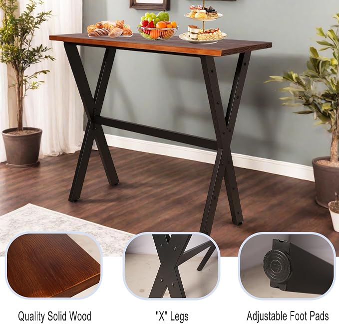Industrial Rectangle Bar Table Vintage High Breakfast Dining Table in Kitchen Rustic Coffee Table Farmhouse Studying&Working Desk 47.3 * 19.7 * 41.3inch(L*W*H)