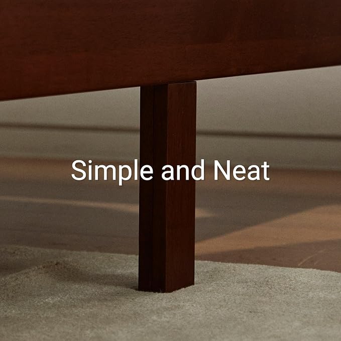 LIFEMENT King Bed Frame Classic Wood Platform, Noise Free, Under Bed Storage, No Box Spring Needed, Easy Assembly, Cherry