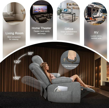 3+1+1 Manual Recliner Sofa, Maximum Load Capacity 2250lbs & Ergonomics Design, Multi-Functional Middle Seat & Home Theater Seating with Removable Armrest and Storage for RV Living Room (PU,Grey)