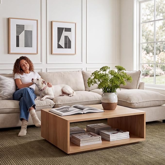 Iroomy Modular Sectional Sofa, Oversized Chenille Cloud Couch, Deep Comfy Seat, 8-Seater Sofas Couches for Living Room, Beige, High Feet