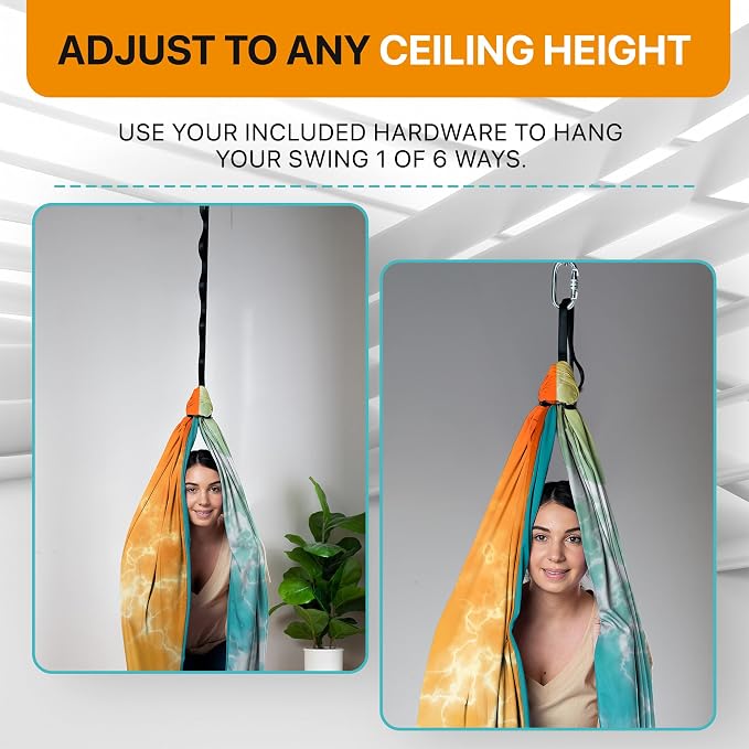 Indoor Sensory Swing for Kids or Outdoor – Holds 300lbs, Double-Layer, & 360° Swivel, Calming Compression Therapy Swing Hammock for Kids & Adults with All Hardware – Sensory-Motor Toys & Gifts