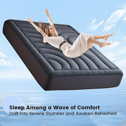 Waterproof Mattress Pad Full, Quilted Fitted Full Mattress Topper, Five-Layers Noiseless Mattress Protector Cover with 8"-21" Deep Pocket, Machine Washable, Grey, 54x75