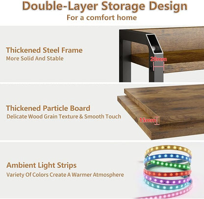 METYERRY Headboard for Queen Size Bed Frame with Storage, Height Adjustable, Headboards with Outlets, USB Ports, Type-C, LED Light, Sturdy and Stable Headboard, Black Oak,Bed Frame NOT Included