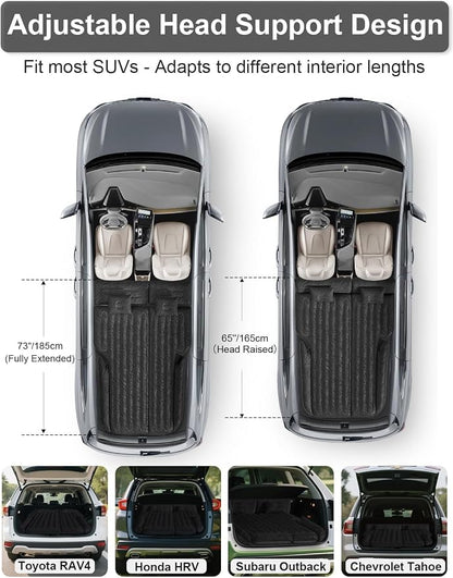 Umbrauto SUV Air Mattress for Back Trunk Folded Backseat, Inflatable Car Camping Bed for Sleeping Travel, Flocked Surface Reinforced Bottom Fits Most Size SUV