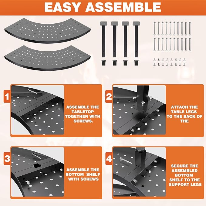 Fire Pit Surround Tabletop for Solo Stove Bonfire 1.0&2.0 and Ranger 1.0&2.0, 41" Fire Pit Surround Tabletop with Wood Storage Shelf, Powder-Coated Steel Surround Tabletop with Extra Space
