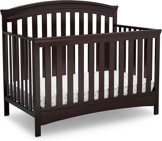 Delta Children Emerson 4-in-1 Convertible Crib - Greenguard Gold Certified, Dark Chocolate