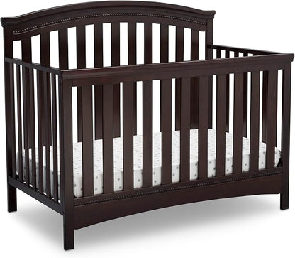 Delta Children Emerson 4-in-1 Convertible Crib - Greenguard Gold Certified, Dark Chocolate