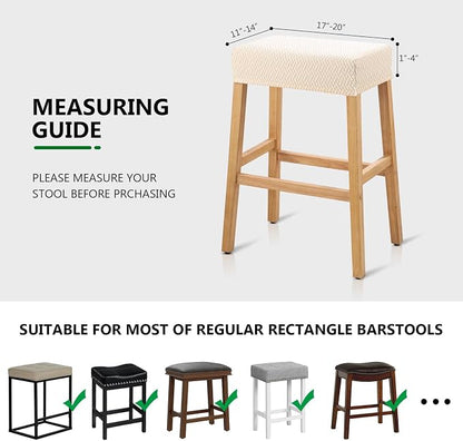 YISUN Stool Covers Rectangle - 4 Pack Stretch Waterproof Saddle Seat Cover Counter Bar Stools Bar Chairs Covers Kitchen Island Chairs Cushion Protector