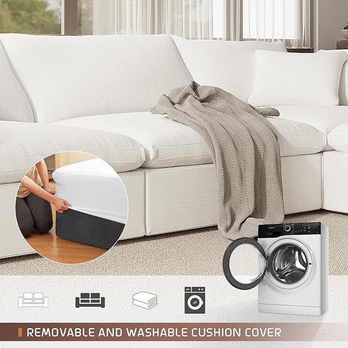 Modular Sectional Sofa Cloud Couch,78.6" Down Filled Comfy Cloud Modern Sofa,2 Seater with White Linen Couch Cushion Covers Removable Furniture for Living Room