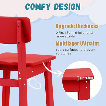 Costaelm Outdoor Kids Dining Chair Set of 2,Step Stool Toddler Chair, Red