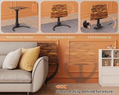 JOY worker Foldable Mobile Standing Desk, Pneumatic Height Adjustable Sit Stand Desk, 90° Tiltable Rolling Laptop Table, Portable Workstation with Non-Slip Mat for Home Office, Holds Up to 22lbs