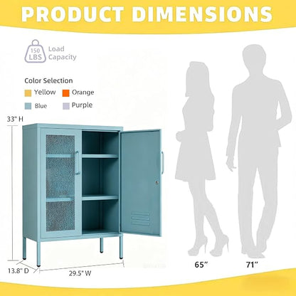 Blue Metal Locker CabinetsMetal Locker Storage Cabinet with Mesh Doors and Adjustable Shelves Coffee Bar Cabinet,Kitchen Pantry Storage Cabinets for Home, Office, Entryway and Hallway