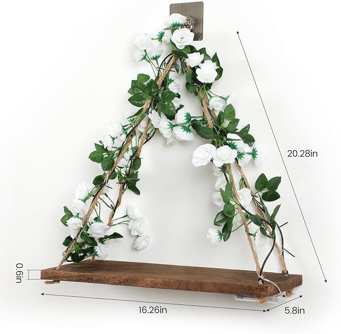JOPSTDI Floating Shelves for Wall,Plant Wall Decor,Hanging Shelf,Cottage Core Decor,Room Decor Aesthetic,Trinket Shelf,Hanging Shelves,Floating Shelves for No Drilling,Two-Piece Set