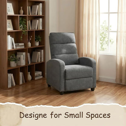 Furnimart 2-Piece Manual Recliner Chair for Small Spaces, Chenille Reclining Chair with Chunky Cushion, Comfortable Single Sofa for Adults, Ideal for Living Room, Bedroom, Home Theater, Gray