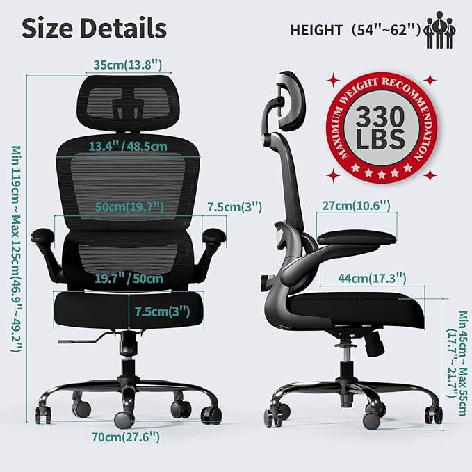 TRALT Office Chair Ergonomic Desk Chair, 330 LBS Home Mesh Office Desk Chairs with Wheels, Comfortable Gaming Chairs Black Pack of 15