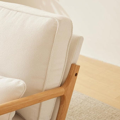 Bonnlo Coarse Beige Accent Chairs Set of 2, Upholstered Mid Century Modern Lounge Fabric Chairs Reading Chairs Side Sitting Chair Solid Wood Farmhouse Armchairs for Living Room, Bedroom, Guest Room