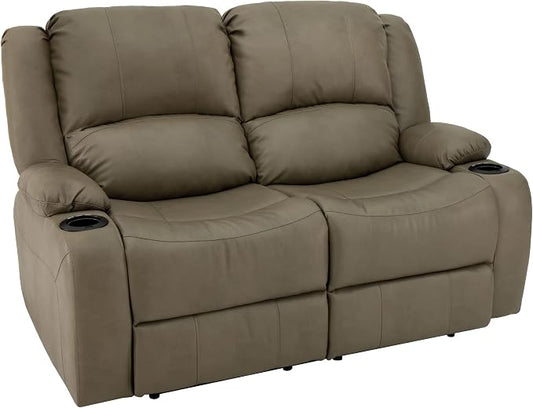 RecPro Charles 58" Powered Double RV Wall Hugger Recliner Sofa RV Loveseat with Upgraded 2023 Fabric (Putty)