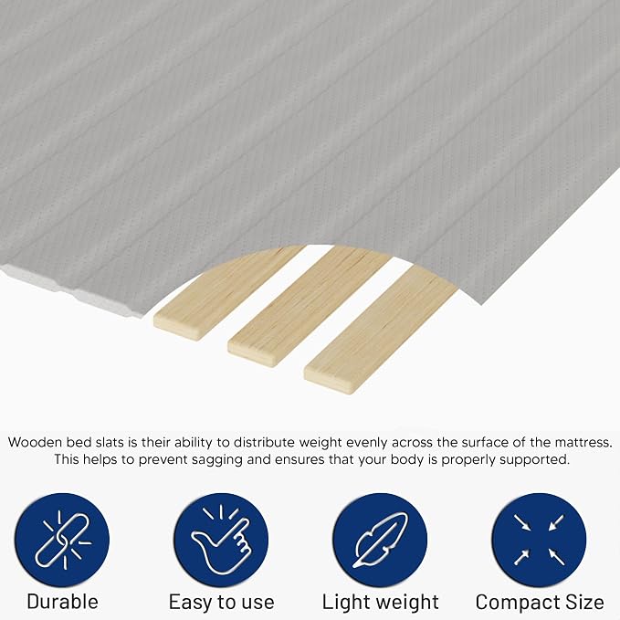 Greaton, 0.75-Inch Heavy Duty Vertical Wooden Bunkie Board/Bed Slats, Full, Grey