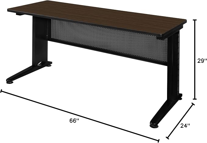 Regency Fusion 66 x 24 in. Training Table – Durable Edge Banding, Vented C-Leg Wire Management for Classroom, Office, and Training Room Workstations (Neo Walnut)