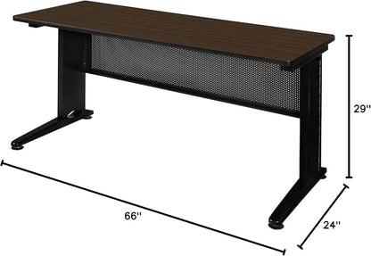 Regency Fusion 66 x 24 in. Training Table – Durable Edge Banding, Vented C-Leg Wire Management for Classroom, Office, and Training Room Workstations (Neo Walnut)