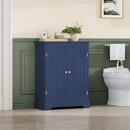 ChooChoo Bathroom Floor Cabinet, Modern Bathroom Storage Cabinet with 2 Doors and Adjustable Shelves, Freestanding Cupboard for Living Room, Blue