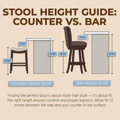 ROME + OAK Ruxban 26" Counter Stool, Low Back Swivel Barstools in Weathered Oak Finish with Sand Fabric Upholstery Seat - Indoor Home Furniture