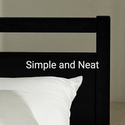 LIFEMENT Signature Wood Platform Bed Frame with Headboard, Essential, Noise Free, Under Bed Storage, No Box Spring Needed, Easy Assembly (Black, Queen (U.S. Standard))