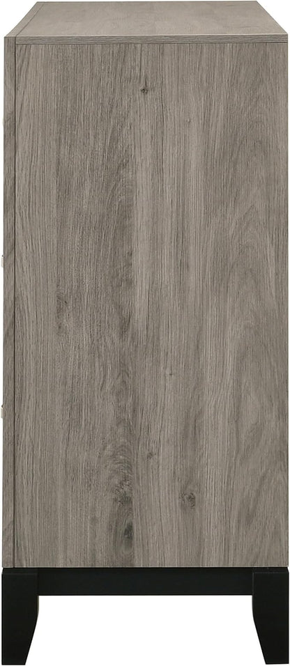 Coaster Home Furnishings - Valen - Wood - 6-Drawer Dresser with Curved Pull Handles, Groove Detailing, and Nickel Hardware - Bedroom - Light Taupe - 215913