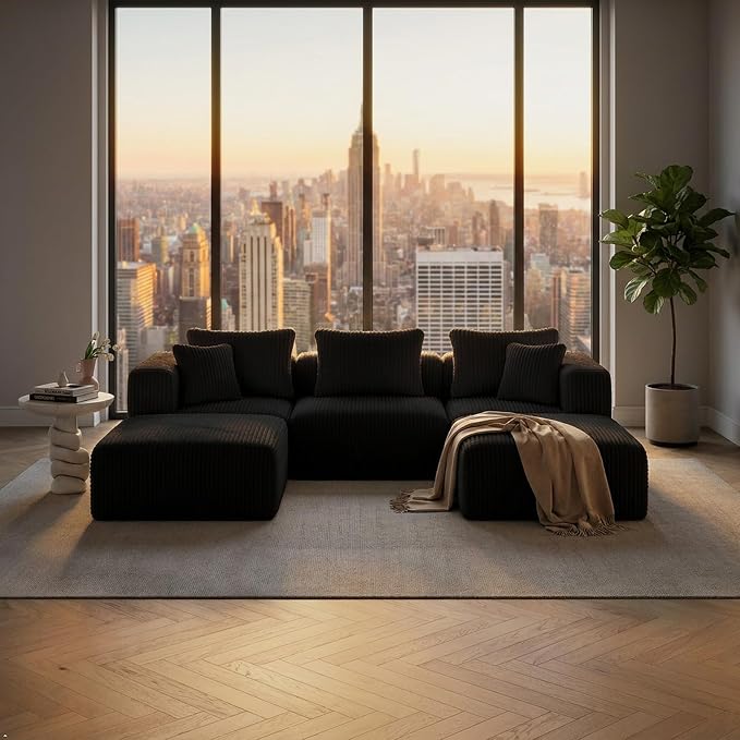 Novilla 141" Modular Sectional Sofa, Modern Cloud Sectional Couch with Smarts Coil® Support, U-Shape Upholstered Boneless Couch for Living Room Apartments Bedroom, No Assembly Required (6 Seat)
