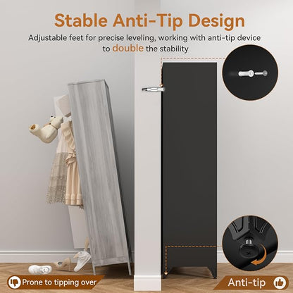 Polup 71" Tall Metal Armoire Wardrobe Closet with 2 Doors, Heavy Duty Steel Clothing Storage Cabinet with Hanging Rod & Adjustable Shelves, Freestanding Modern Locker Organizer for Bedroom, Office